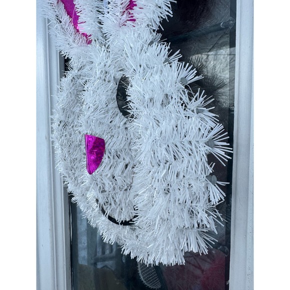Tinsel Easter Bunny Rabbit Hanging Sign Spring Wall Front Door Porch Decor - Picture 5 of 6